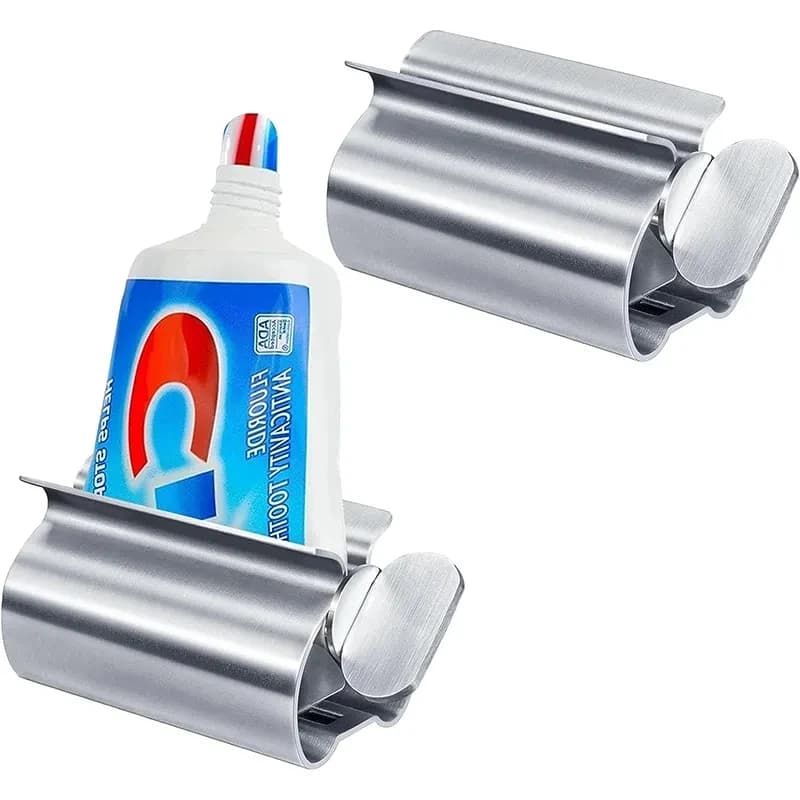 Dispenser per dentifricio con tubo per spremi dentifricio in acciaio inossidabile Set di accessori per il bagno Porta spazzolino Portaoggetti