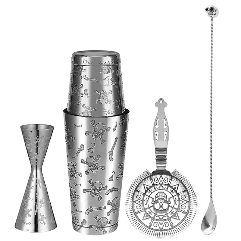 Set shaker per cocktail da 5 pezzi - Attrezzi da bar - Set shaker per cocktail in acciaio inossidabile Kit da barista