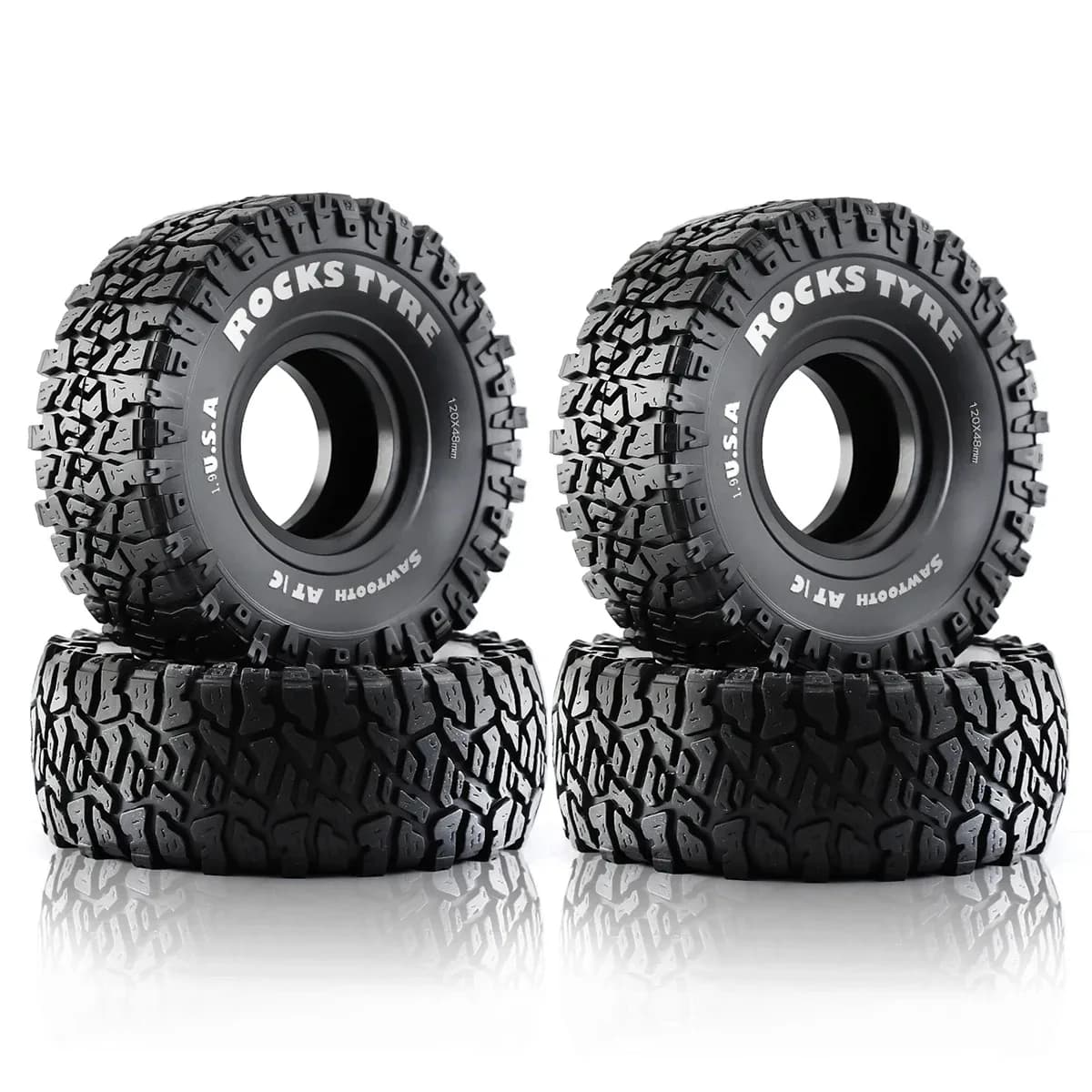 4 pneumatici da 1,9 pollici (120 mm) per crawler 1/10 Axial SCX10 90046 AXI03007 Tamiya CC01 Redcat Gen8 RC4WD con cerchi Beadlock