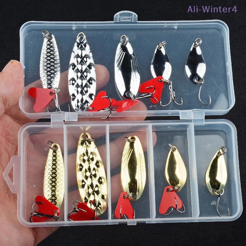 daWinter4 da Swivelling device for fishing bait, rotating bait, fishing bait set, metallic glitter with bait with fishing hook