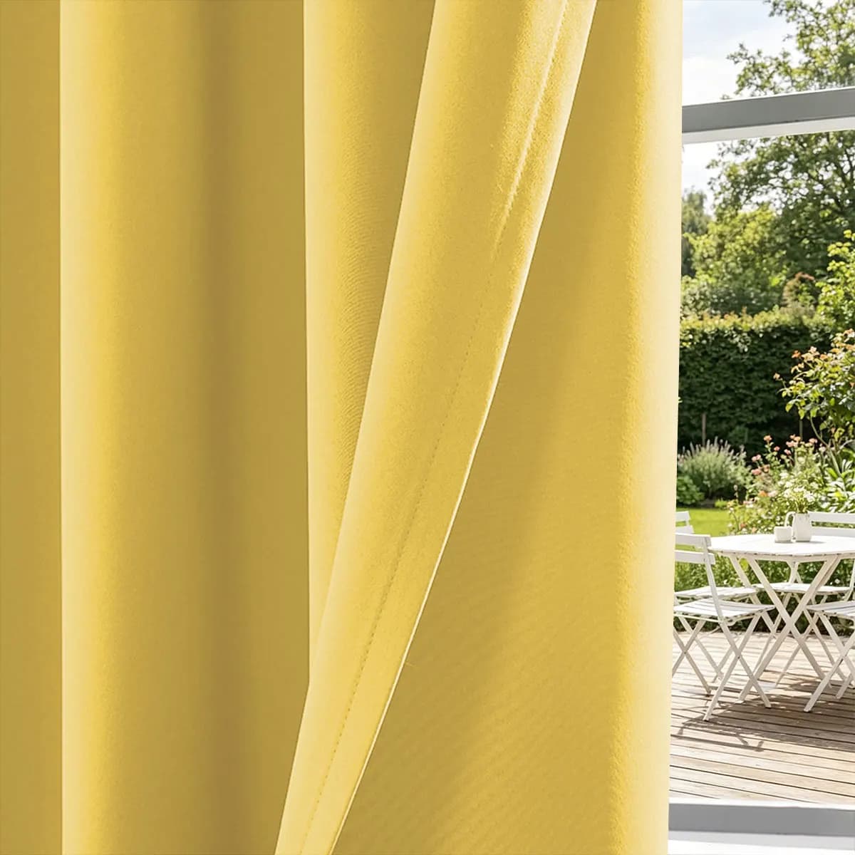 2 Panels Grommet Top Solid Mustard Yellow Blackout Curtains, High Density Thermal Insulated Noise Blocking Window Drapes for Bedroom Living Room Home Decoration