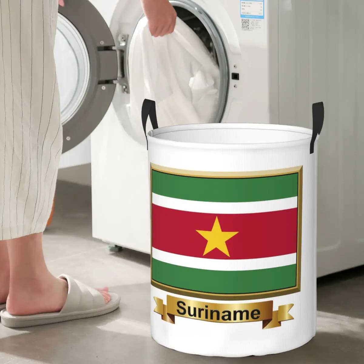 Prodotti con bandiera dello Suriname (N) Cesti per biancheria pieghevoli Cesto portaoggetti per vestiti sporchi e giocattoli Borsa grande impermeabile
