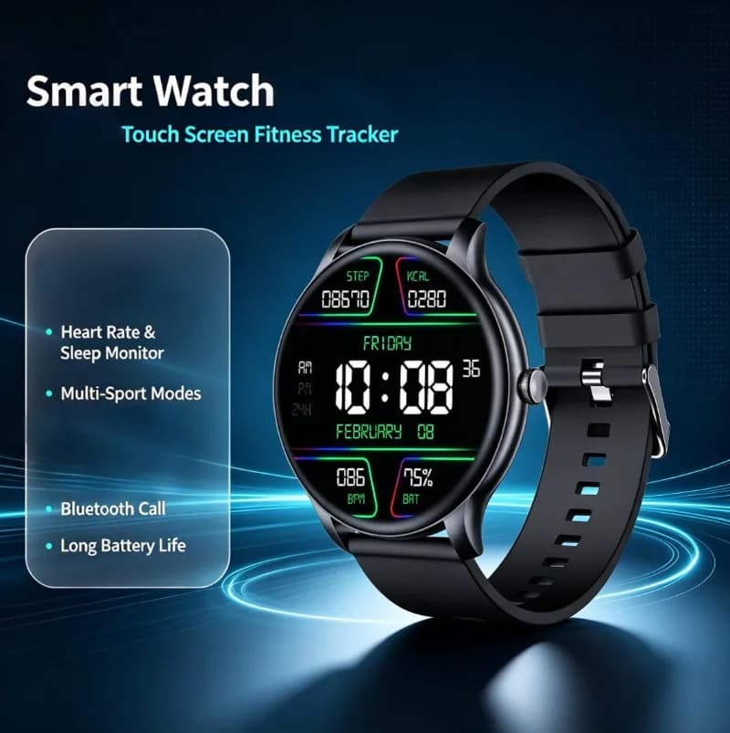 Full Touch Smart Watch Wireless Charging Bluetooth Call Heart Rate Monitor Fitness Sports Wristwatch Unisex For Men Women