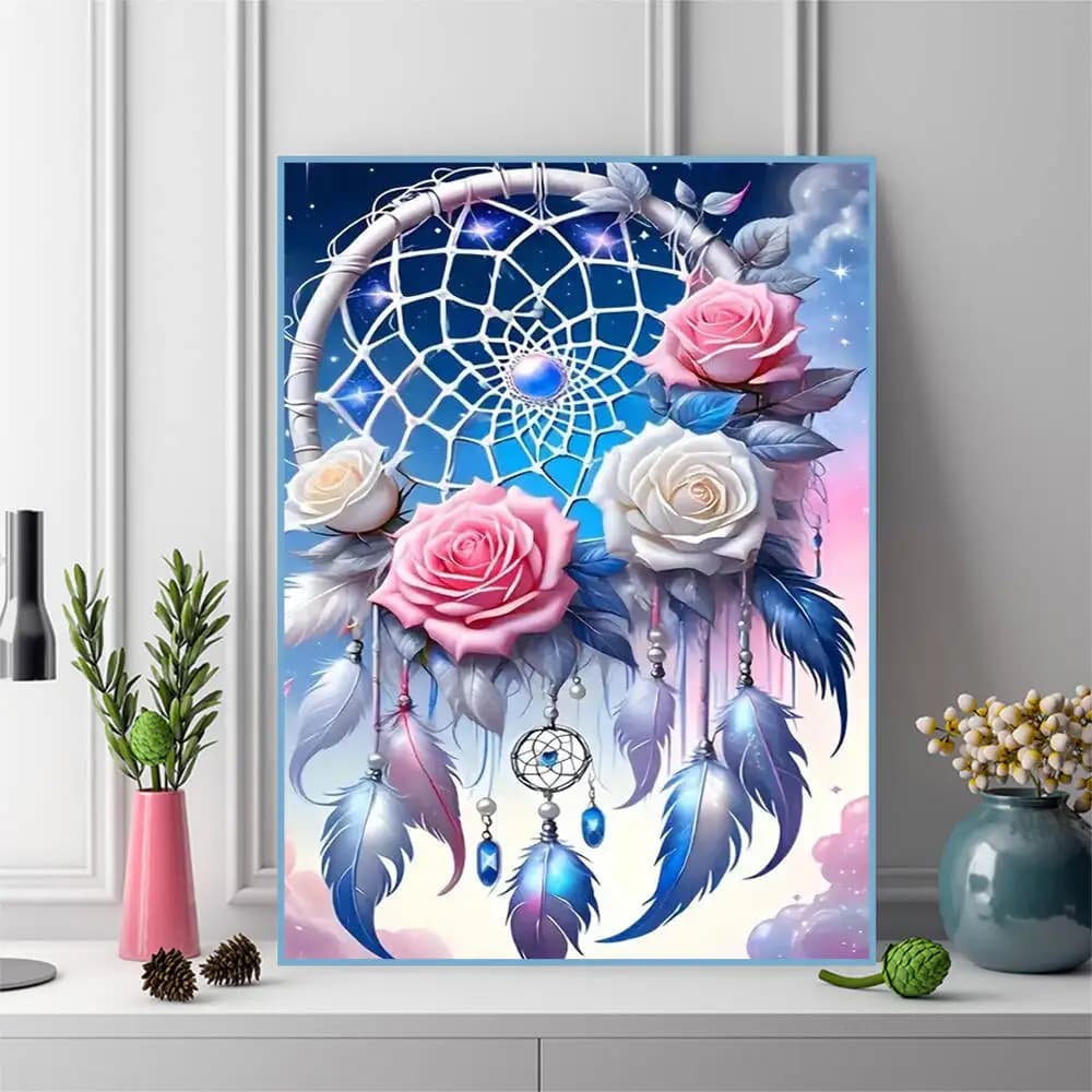Diamond Painting Dreamcatcher Landscape DIY Craft Kit Diamond Mosaic Rose Flower Picture Rhinestones Child Hobby,frameless