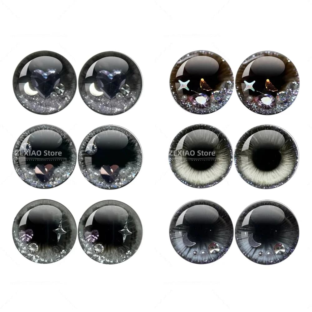 12 Pezzi/Sacchetto Occhi in Vetro per Bambole Blythe, Serie Anime Nera 14mm, Forniture per Creazione di Gioielli Fai-da-Te, Articoli all'Ingrosso