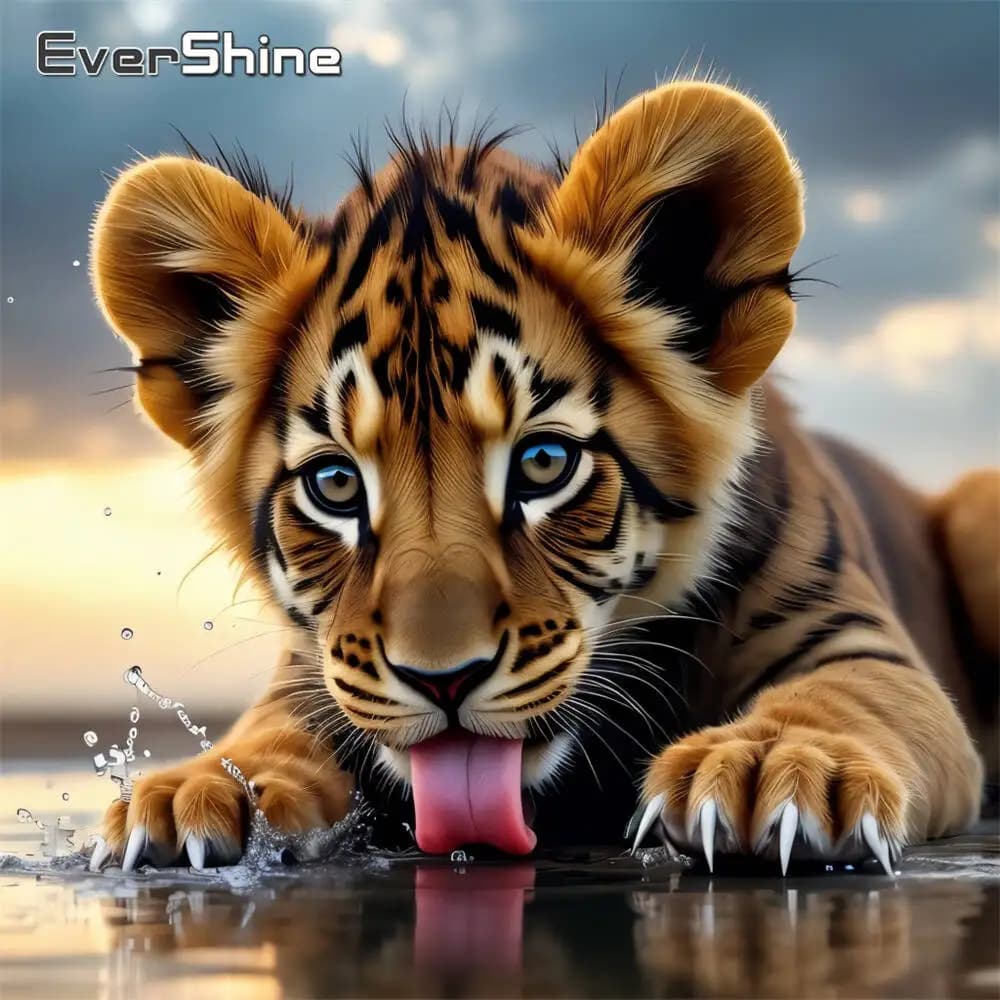 Evershine Tiger Diamond Embroidery Animal Painting Cartoon Cross Stitch Kits Diamond Mosaic DIY Decor For Home