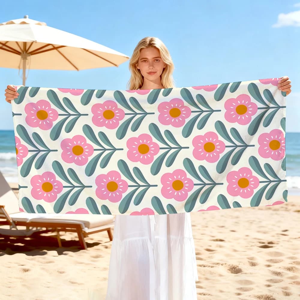 Asciugamano da spiaggia con fiori di rosa Kawaii, asciugamani da bagno per il corpo, sauna, viaggi, spa, accessori per il bagno, spiaggia, campeggio, picnic