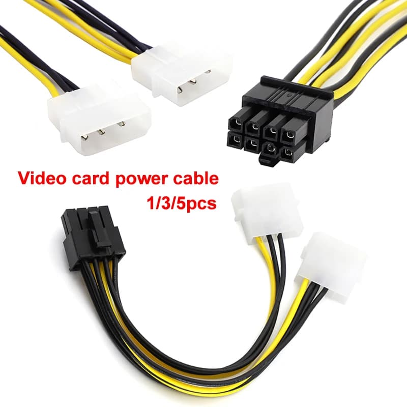 1/3/5 pz NUOVO Cavo Adattatore di Alimentazione Della Scheda Grafica 8Pin Maschio PCI Express A Doppio 4Pin Maschio Molex Cavo di alimentazione della Scheda Video 20 CM