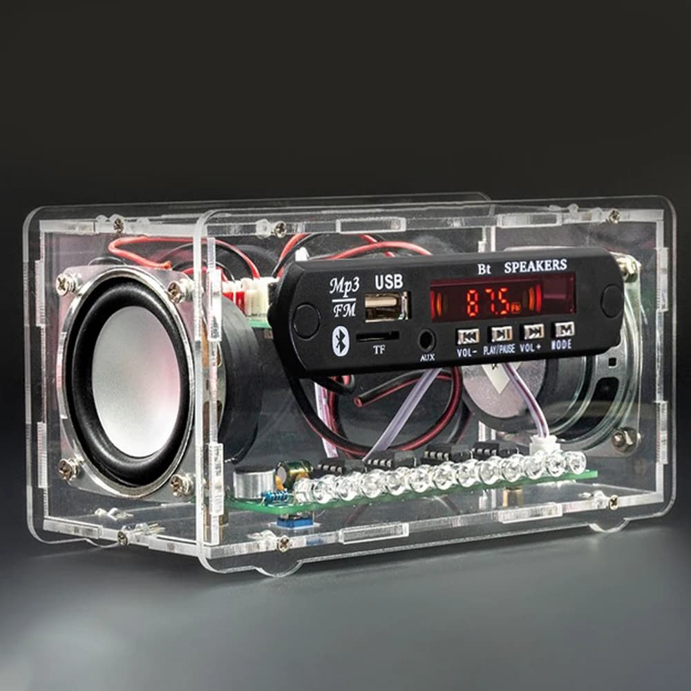DC5V Kit altoparlante Bluetooth fai-da-te con radio FM Progetto di saldatura fai-da-te Pratica assemblaggio di saldatura Kit elettronico Componente 2 * 3W Altoparlante