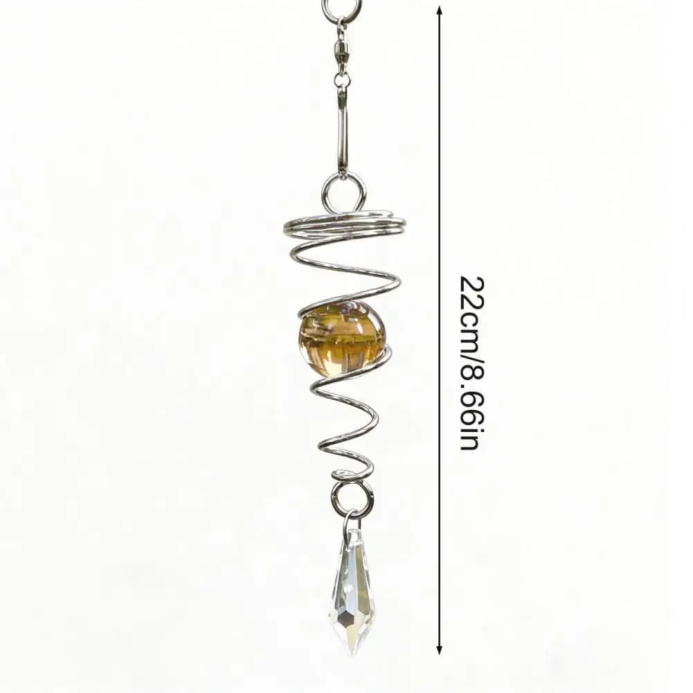 Light Reflecting Wind Chime Wind Chime with Pendant Metal Spiral Stand Stainless Steel Spinner with Rotating Glass Ornament Gard