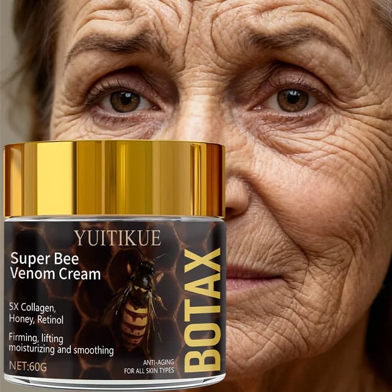 Super Bee Venom cream, containing five times collagen, honey and retinol to firm, lift, moisturize and smooth the skin