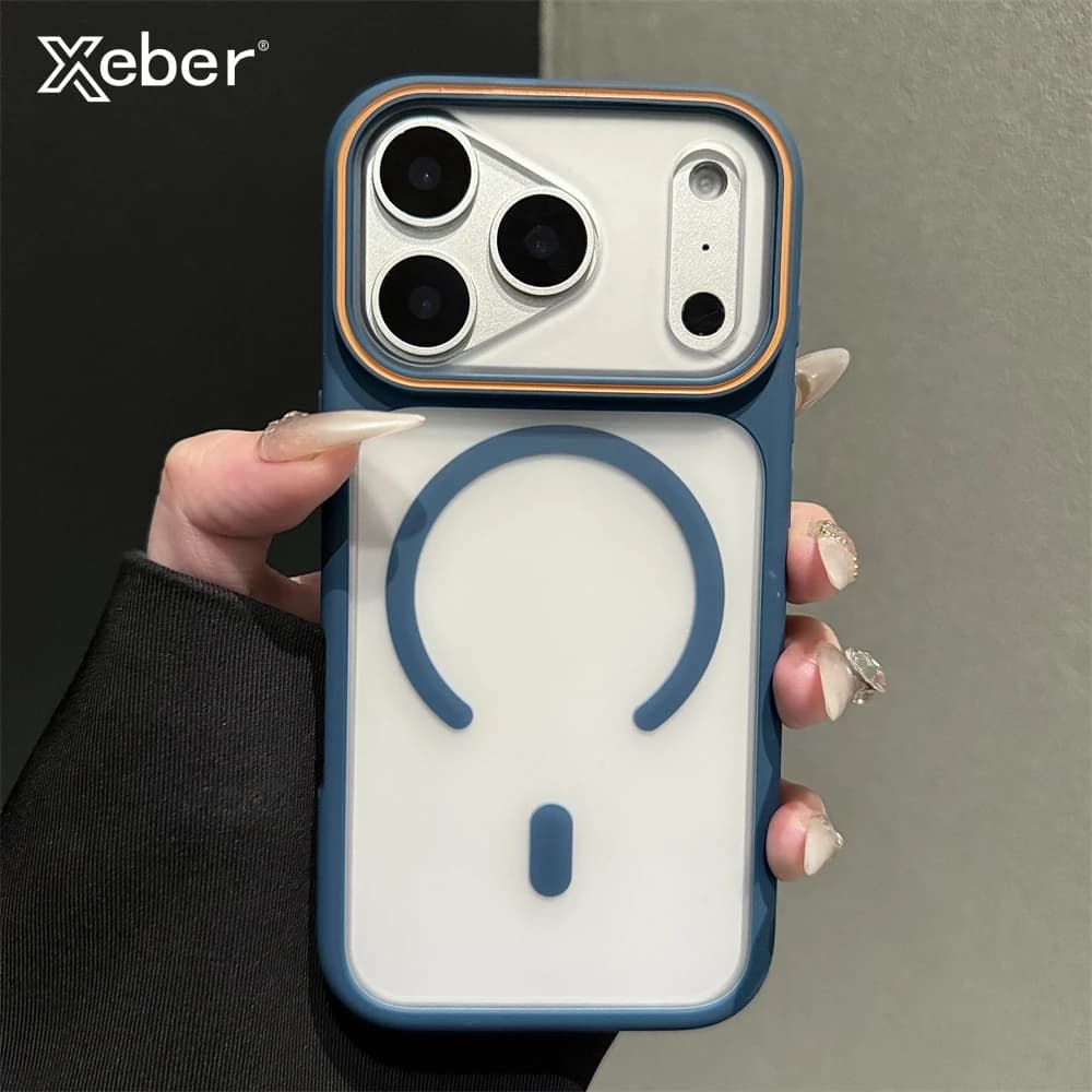 Custodia Magnetica Trasparente in TPU di Lusso per MagSafe per iPhone 17 16 15 14 13 12 11 Pro Max Plus, Cover Posteriore per Ricarica Wireless