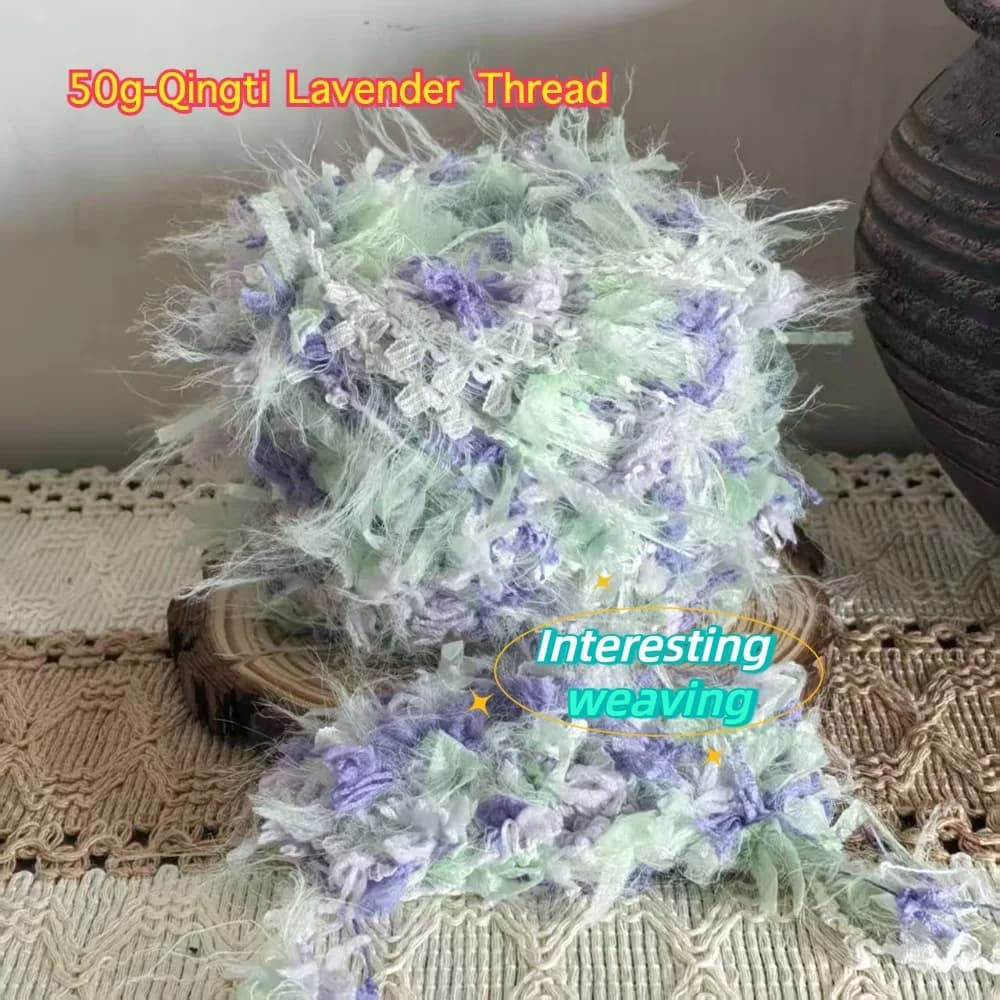 50g Menta Viola Filo Misto A Mano Con Nappa Filato Fatto A Mano Crochet Bastone Ago Tessuto Borsa Anello Per Capelli Filato Sciarpa Borsa Regalo Decor