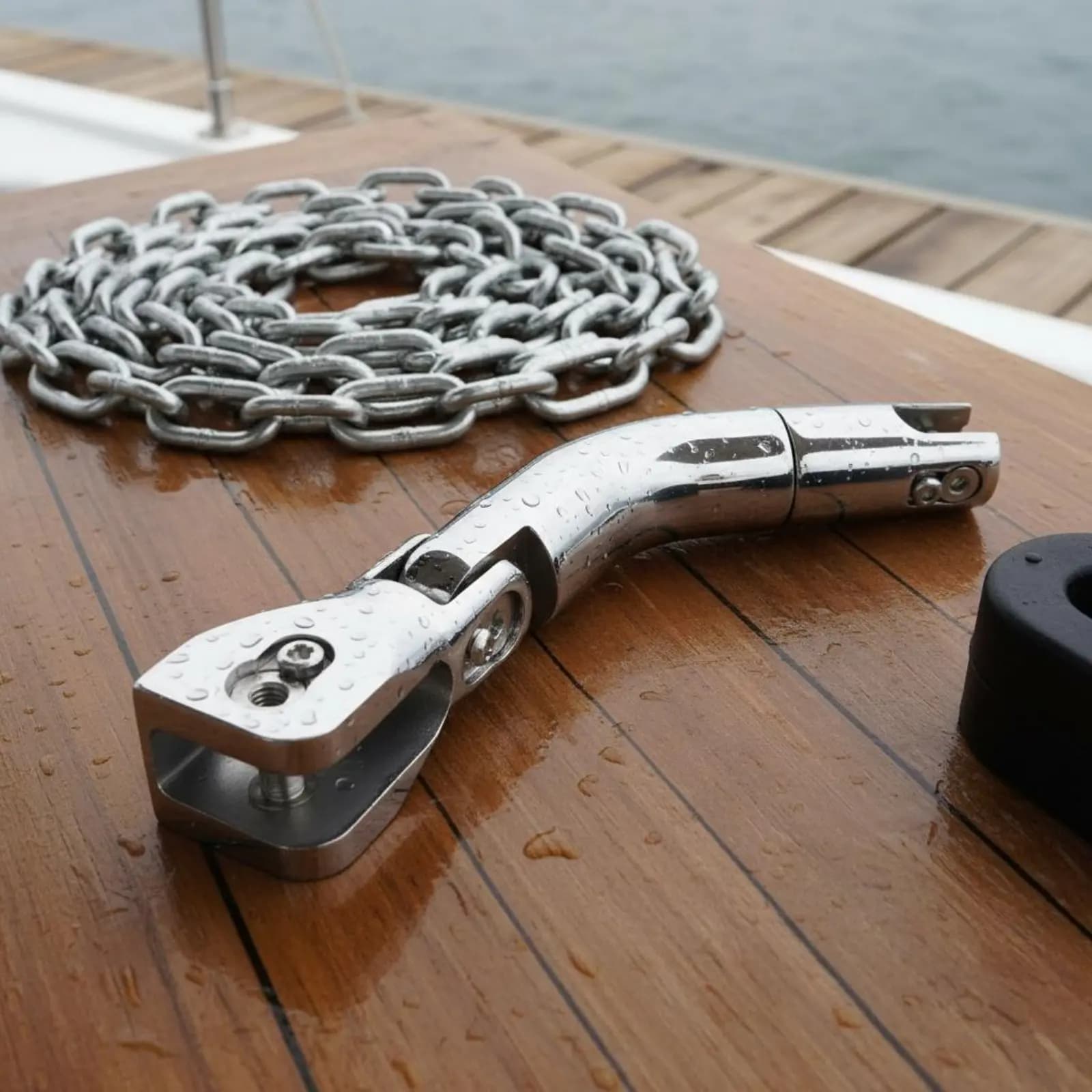 Three-Section Anchor Connector Anti-Loosening Boat Anchor Connector Stainless Steel Swivel Shackle Rotatable Marine Hardware