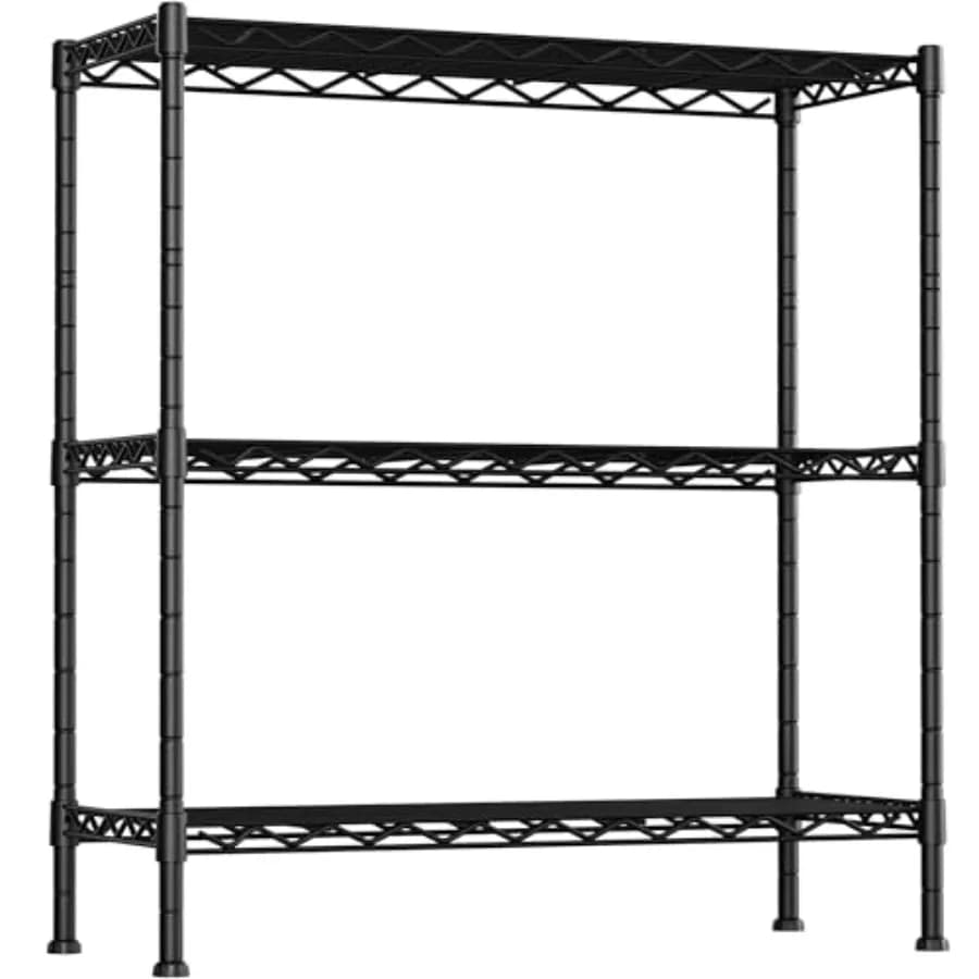 Scaffale Metallico a 3 Ripiani Regolabili, Resistente, 36x14x35.8 H Pollici, Organizzatore per Lavanderia, Bagno, Cucina, Dispensa