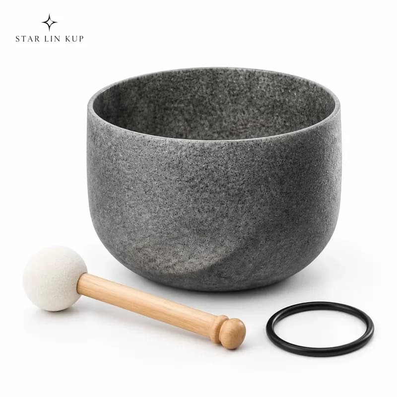 STAR LIN KUP 12 Inch C Note Frosted Quartz Crystal Singing Bowl Obsidian Gemstone Chakra Healing Meditation Sound Therapy