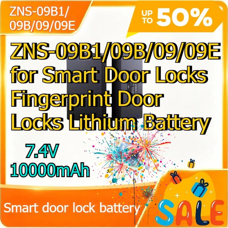 10000mAh Rechargeable Lithium Battery ZNS-09B1/09B/09/09E Compatible with Smart Door Lock Fingerprint Lock