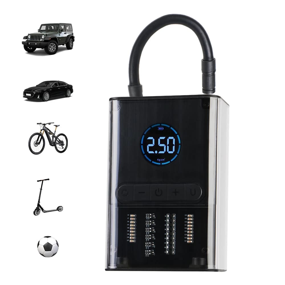 Compressore d'aria portatile per pneumatici, gonfiatore wireless intelligente con display digitale, pompa elettrica per auto