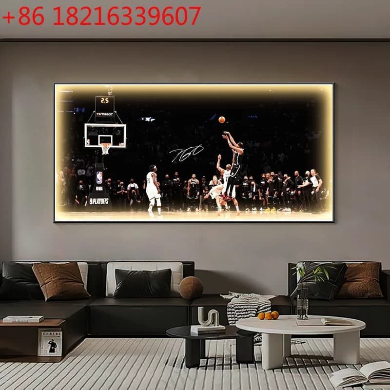 Theme basketball boy bedroom bedside table decoration living room LED with wall lamp