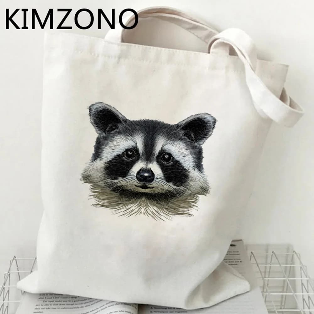 Mapache shopping bag riutilizzabile canvas shopper recycle bag tote bolsa bag tessuto sacola juta cloth sac tissu