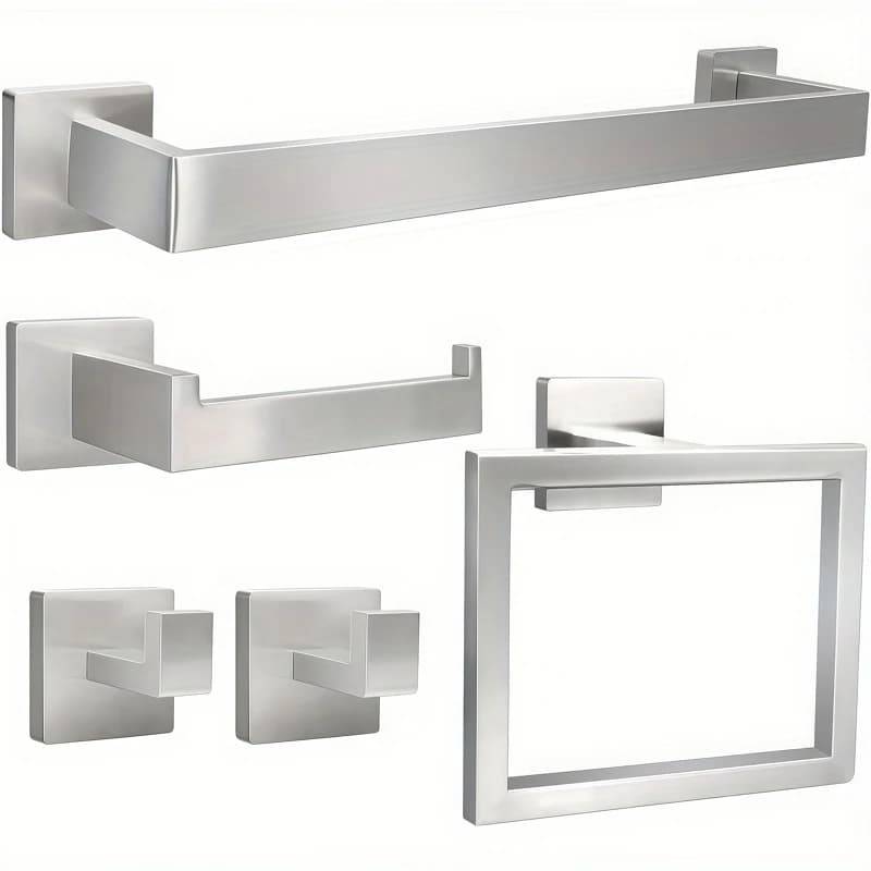 Set di Accessori per Bagno: Portasciugamani, Portarotolo, Appendiabiti da Parete, Dispenser per Tovaglioli, Ganci per Accappatoi e Chiavi