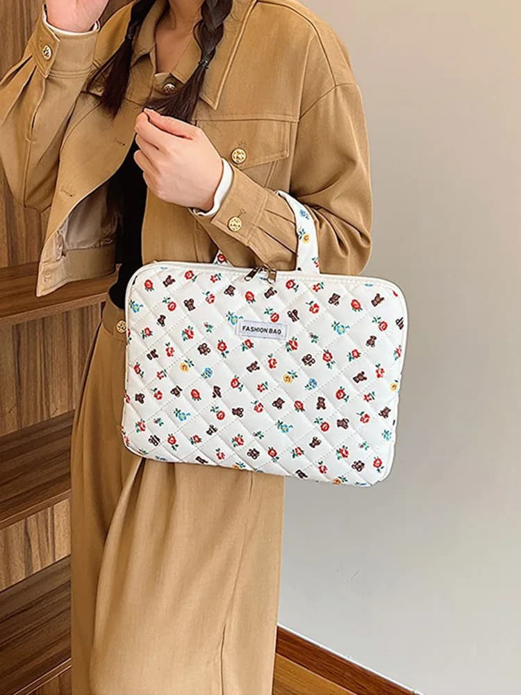 Custodia per Laptop in Pile con Design Orsetto Carino, Nuova Custodia per Tablet in Peluche con Manico, Borsa Interna per Laptop in Feltro