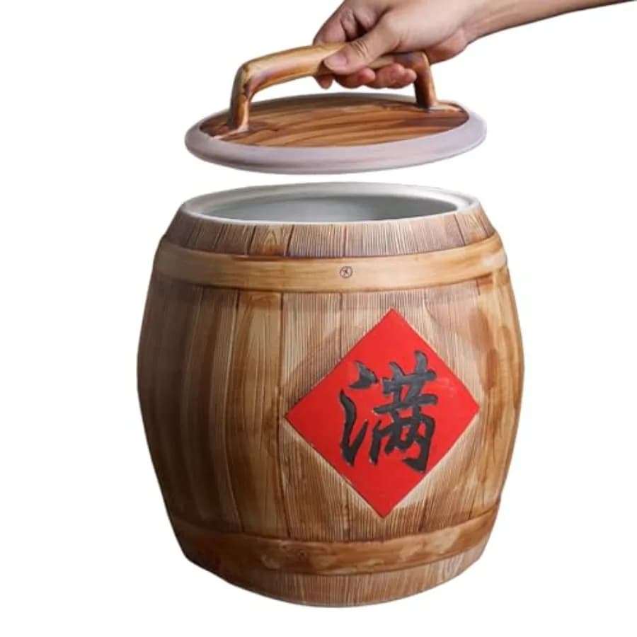 Ceramic Rice Container, Large Airtight Food Vase, 5, 10, 15, 25 kg Cereal Dispenser, Rice Storage Box with Cover