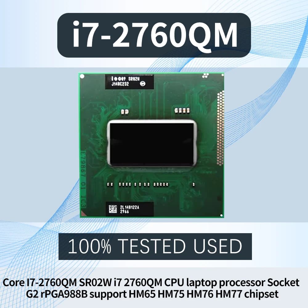 Core I7-2760QM SR02W i7 2760QM CPU laptop processor Socket G2 rPGA988B support HM65 HM75 HM76 HM77 chipset