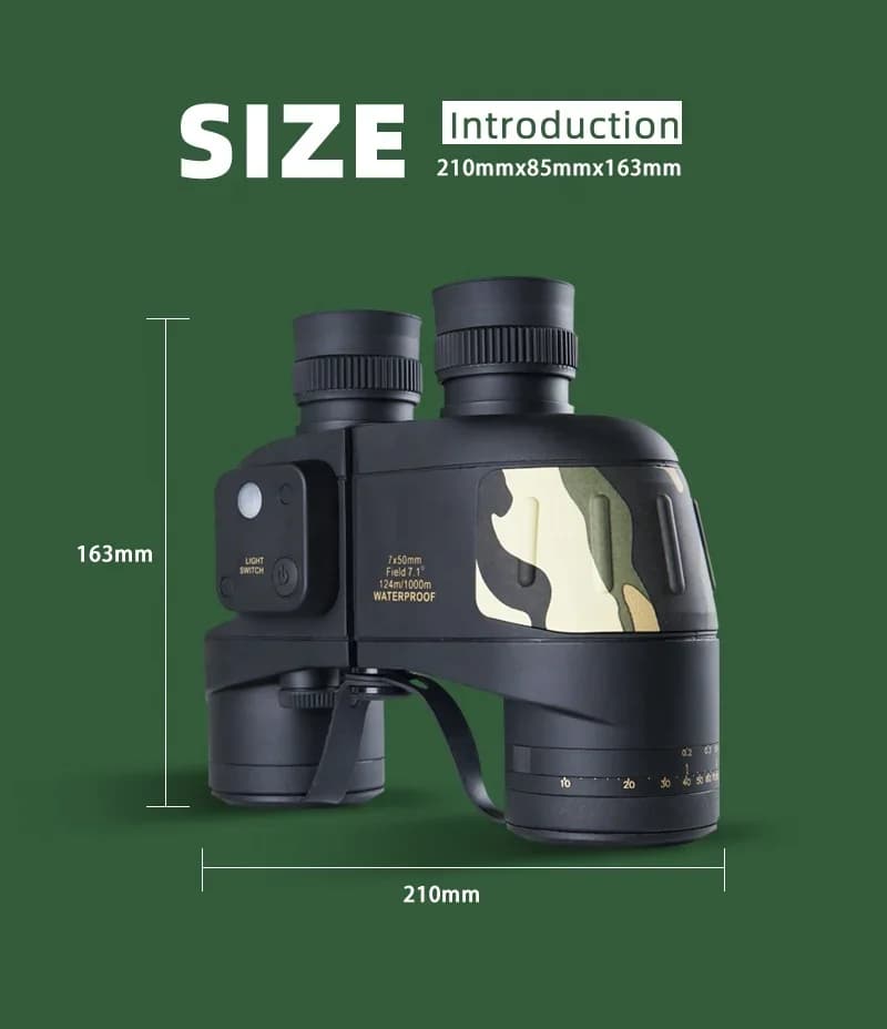 Binocolo da caccia professionale impermeabile a lungo raggio 7X50 con telescopio telemetro bussola