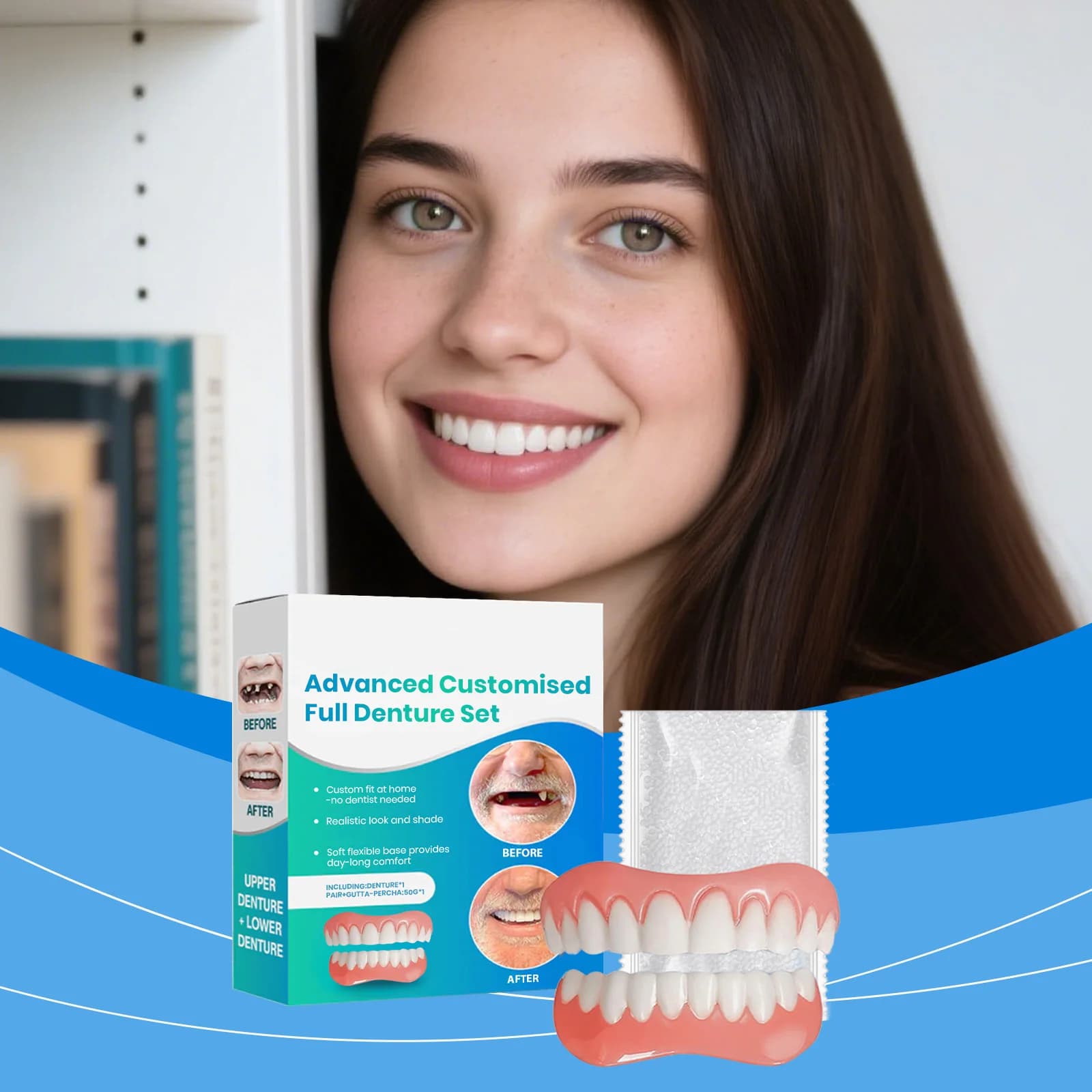 Trendy Comfort Flexible Denture Silicone Kit Fill Gap Whitening Teeth Dental Modification Fit Secure Stable Realistic Appearance