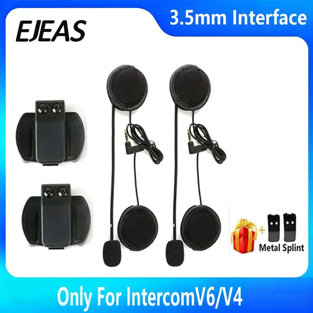 Per 3.5mm EJEAS V6 PRO Casco Interfono Clip Microfono Altoparlante Auricolare per Vnetphone V4 Moto Interfono Bluetooth