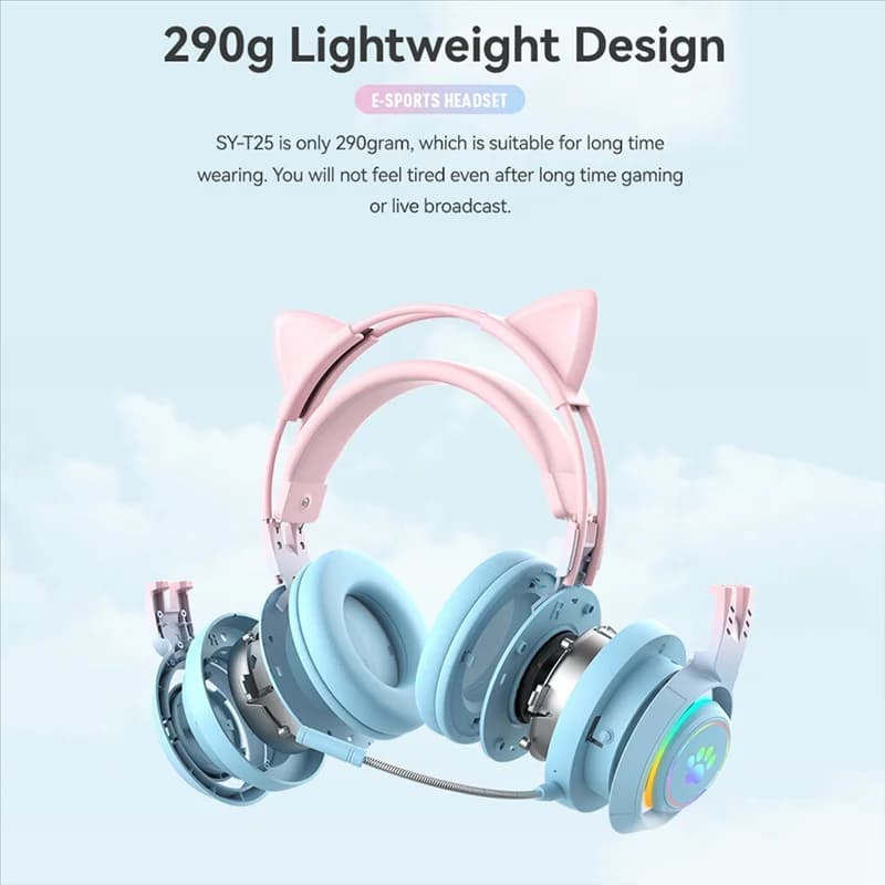 Light RGB Corna Carine Cat Earrings Wireless Bluetooth Headphones Children's earphones Puple-AAAE Players