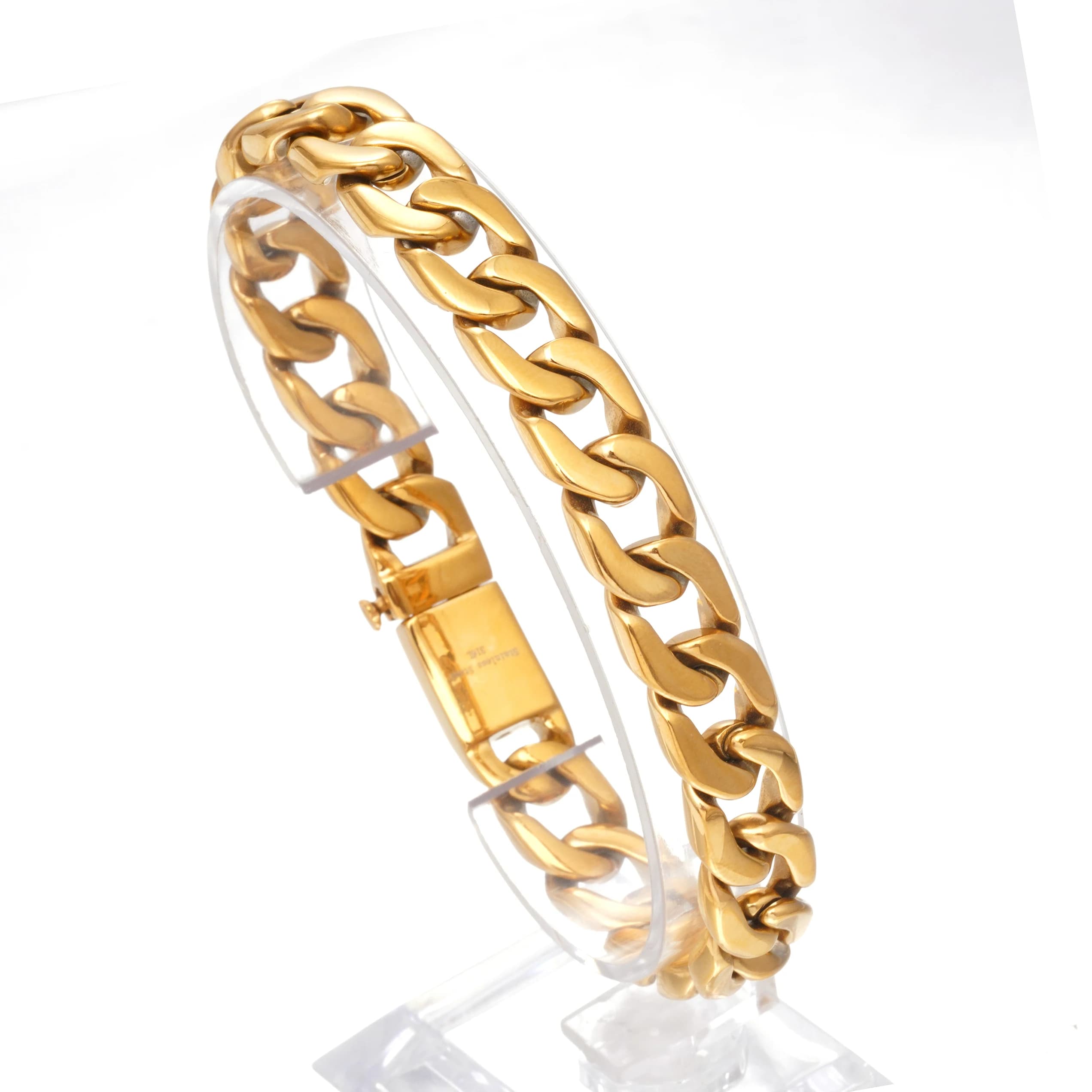 Bracciale a catena a maglie grosse da 11 mm per uomo, in acciaio inossidabile, stile cubano, classico, punk, pesante, gioiello maschile