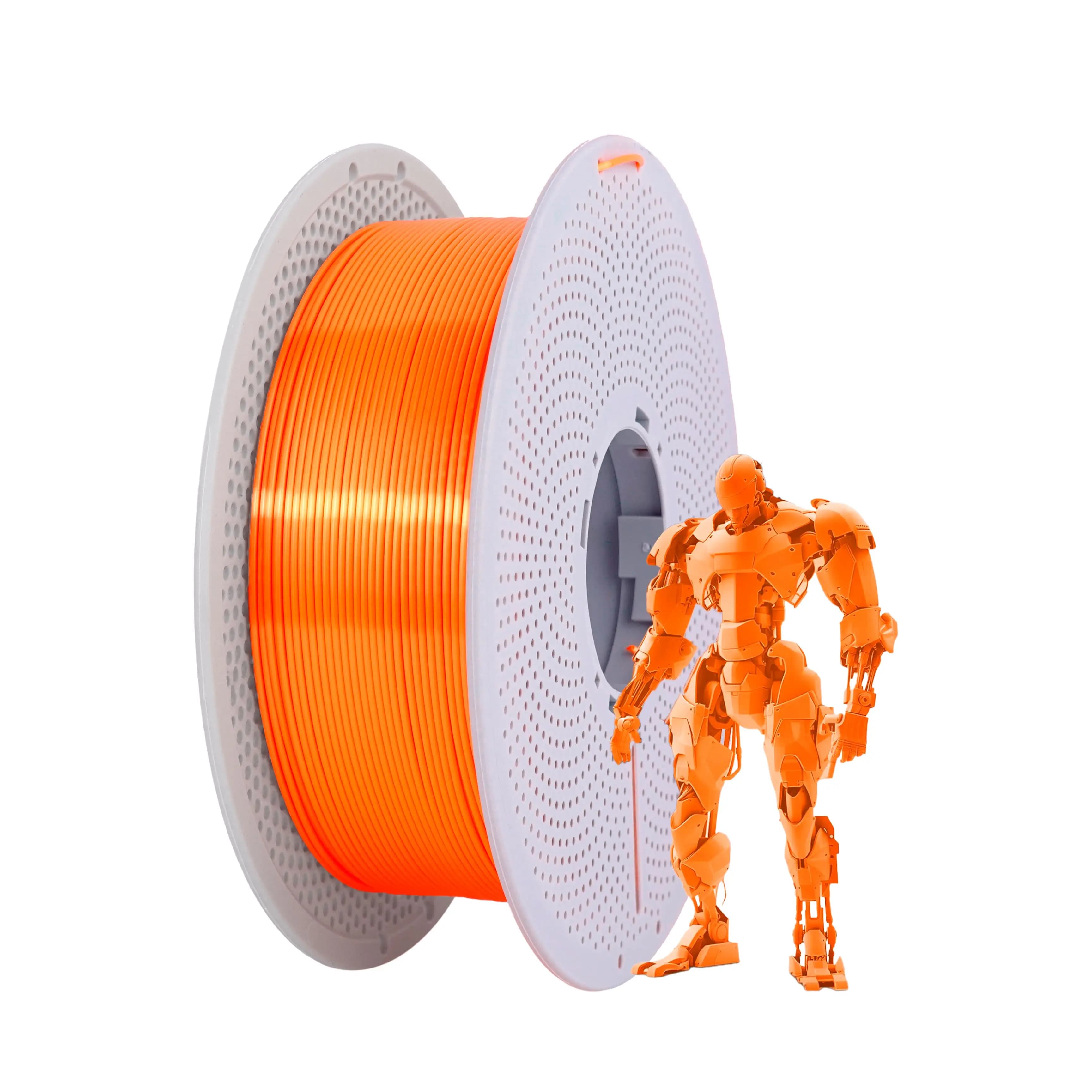 Filamento PLA Seta 1.75mm per Stampante 3D, Bobina Arancione 1kg (2.2lbs), Precisione Dimensionale +/- 0.03mm, Compatibile con la Maggior Parte delle Stampanti 3D