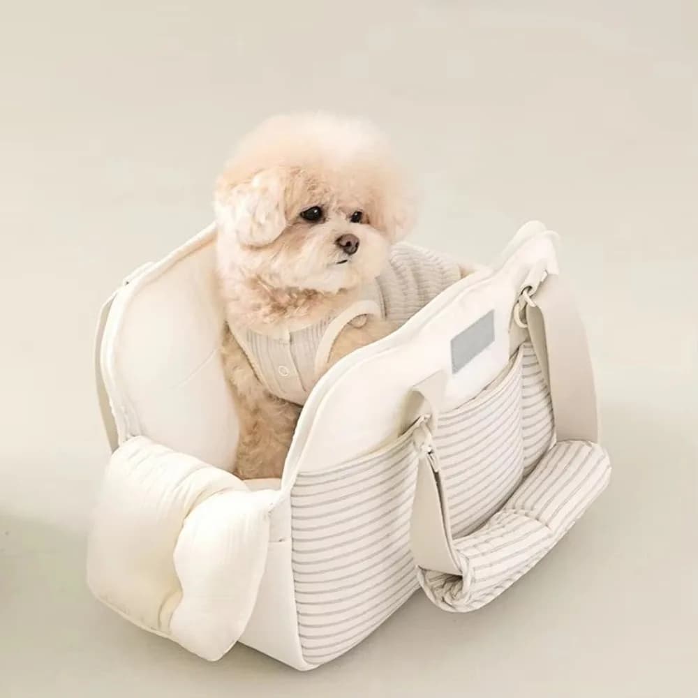 Portable Pet Carrier Bag Large Capacity One-Shoulder Strap Pet Travel Bag Breathable Mesh Warm Lining Cat Shoulder Bag