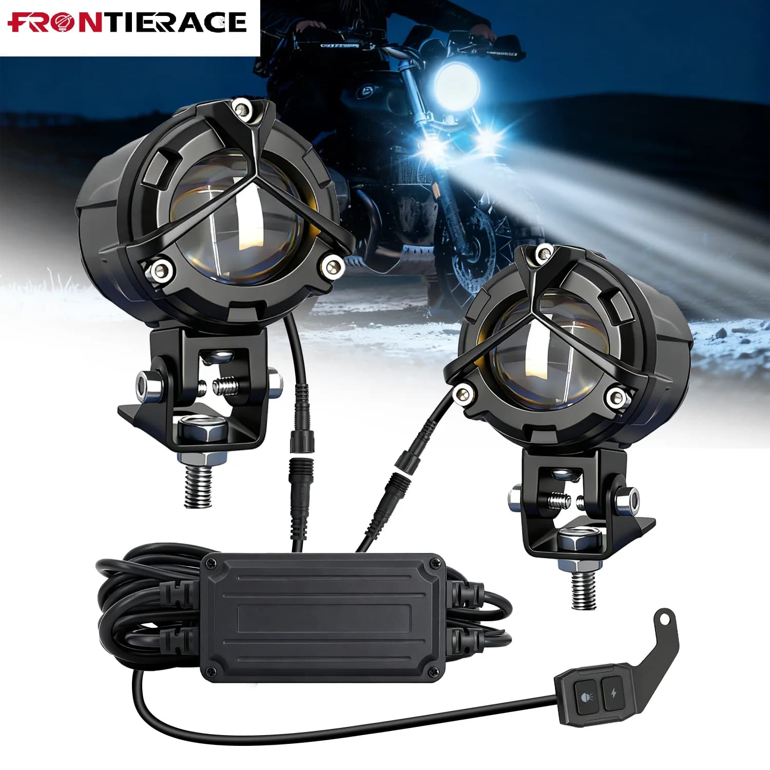 Fendinebbia per moto 6000K 3500K LED Off Road Luce di guida Interruttore cablaggio 6000K per ATV Camion Dirt Bike SUV UTV