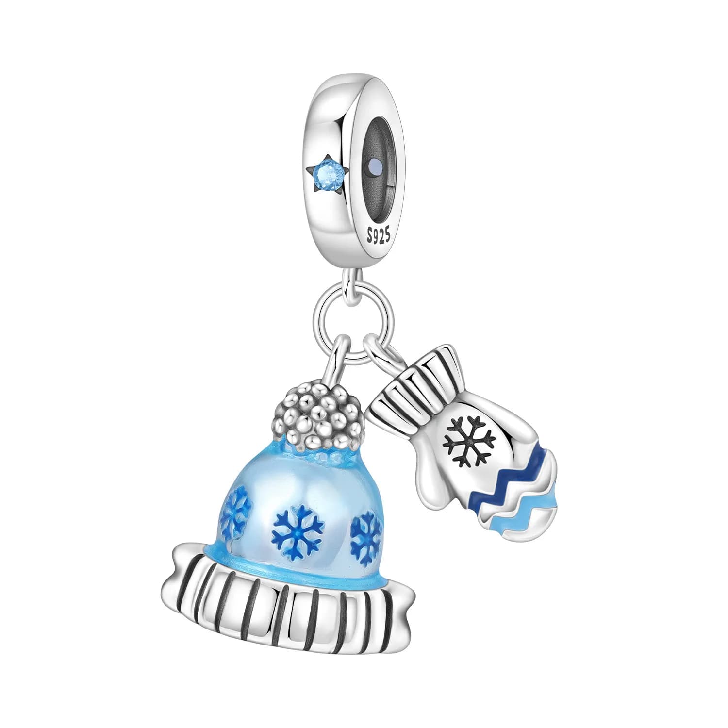 Orstarry 925 Sterling Silver Blue Hat Glove Beads Original Pendants Bracelet Charm Jewelry Party DIY Trendy Gifts