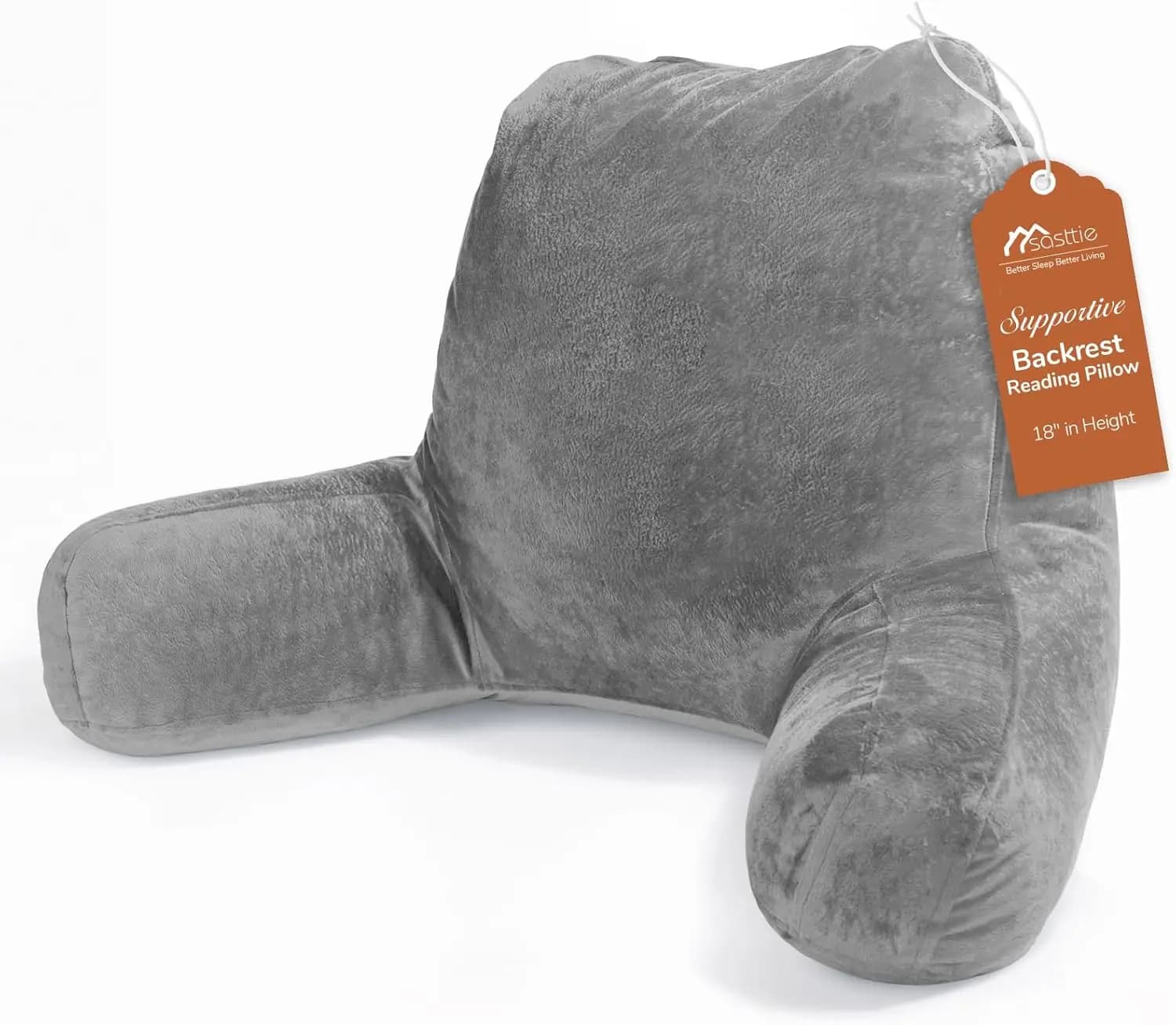 Velvet reading cushion for sitting in bed, back cushion for floor sofa, Oeko-Tex certified dark grey