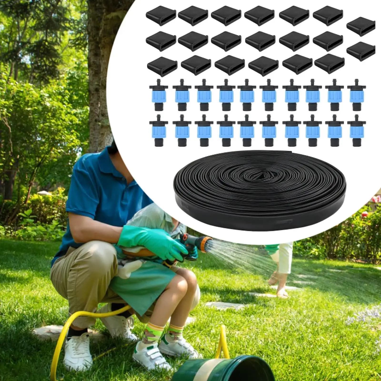 Drip irrigation pipe 30 meter PE rubber extendable garden irrigation pipe for plant patches