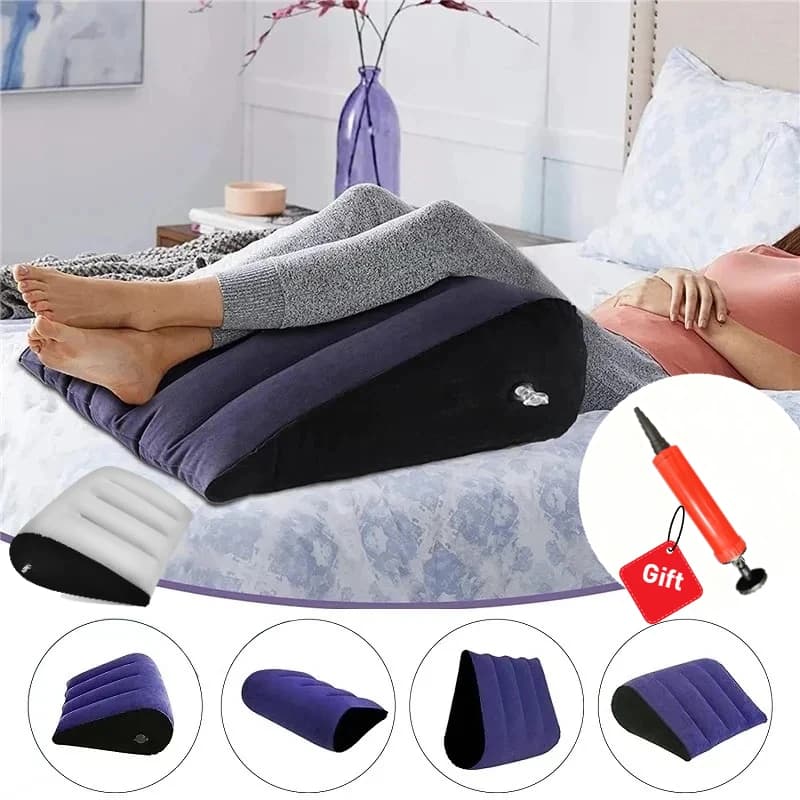 Cuscino a Cuneo Gonfiabile per Viaggi, Leggero Supporto Lombare e per Gambe, Cuscino per Yoga, Posizionatore Corporeo, Cuscino da Campeggio