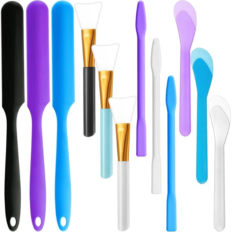 12 Set of rods for mixing silicone, epoxy brush silicone, stick to mix, spoon to mix, liquid epoxy varnish in resin scraper DIY