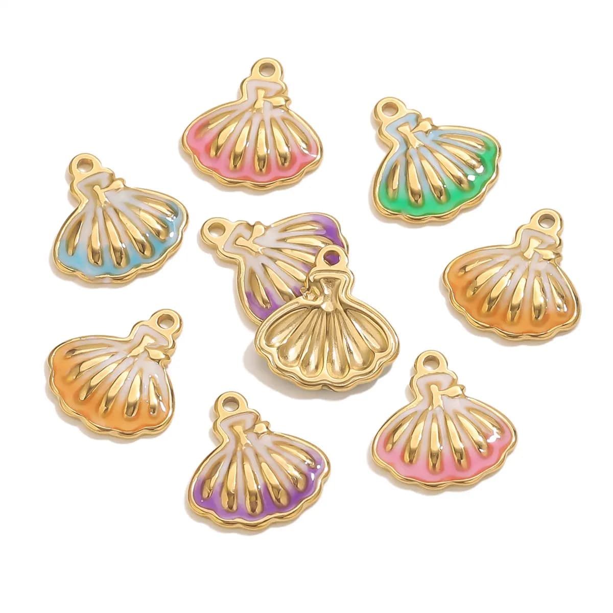 3 pezzi in acciaio inossidabile smalto conchiglia stella marina pendente goccia d'acqua collana con conchiglia fai da te connettore perla spiaggia amuleto gioielli scoperta