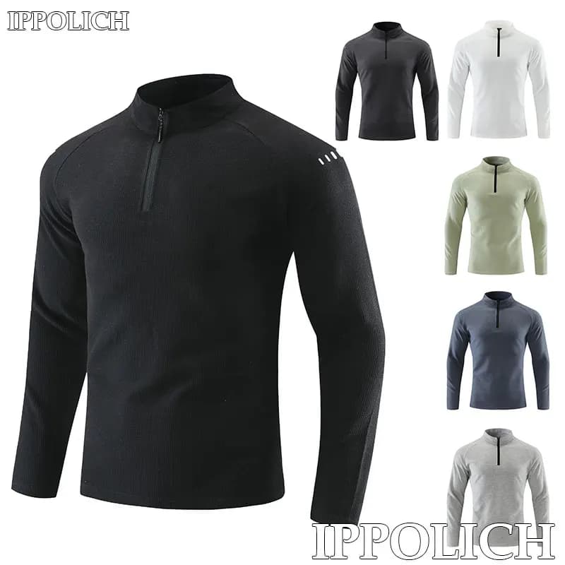 T-shirt da corsa a maniche lunghe riflettente da uomo abbigliamento sportivo traspirante cappotto nero palestra da jogging palestra maschile fitness abbigliamento primavera autunno
