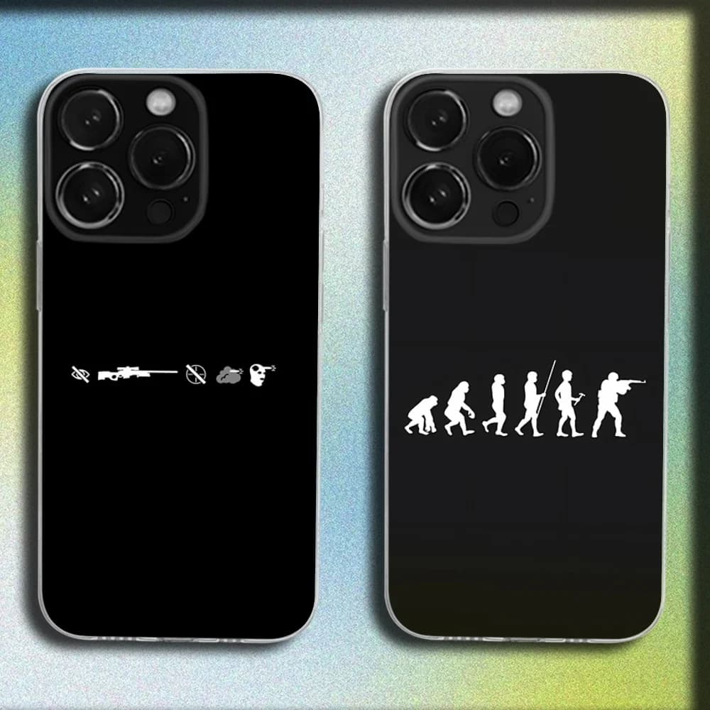 Custodia per telefono Game Counter Strike CS GO per iPhone 16,15,14,13,12,11 Plus,Pro,Max,XR,XS,Plus,E,Mini Cover morbida trasparente