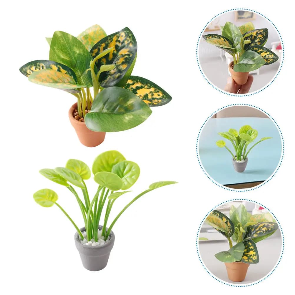 2 Pieces Mini Bonsai Realistici, Artificial Plants for Interior Decorations, Garden Landscapes, Miniature Case Accents