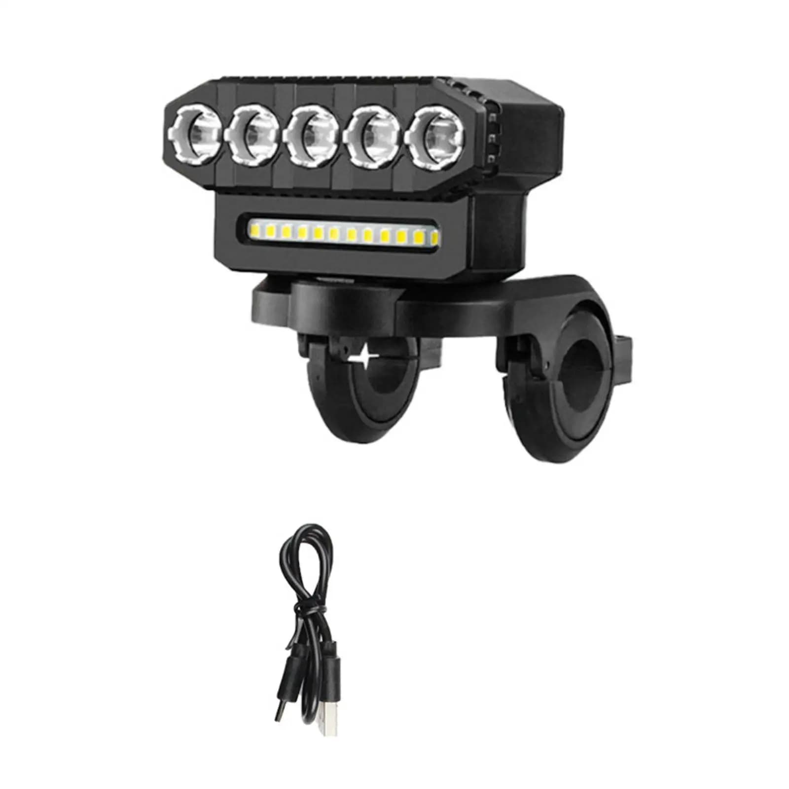 Portable Bike Warning Light 5 LED Headlight Road Bicycle Accessory for Night Riding and Trail Use