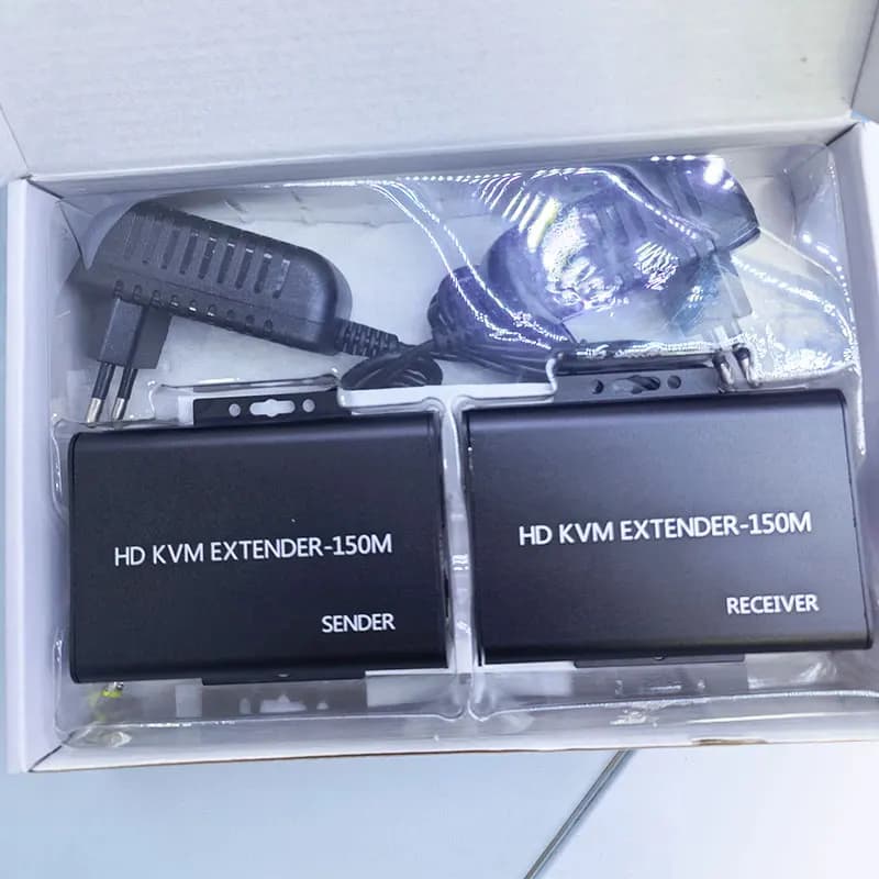 Extender KVM 150M for HDMI Video Extension Transmitter Receiver KVM Loop Out USB-A Keyboard Mouse Metal RJ45 Ethernet