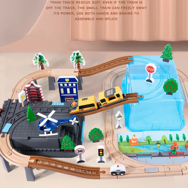 70 pezzi puzzle in legno in miniatura treno ferroviario blocchi di costruzione set costruttore giocattoli interattivi Montessori giochi da tavolo giocattolo per bambini