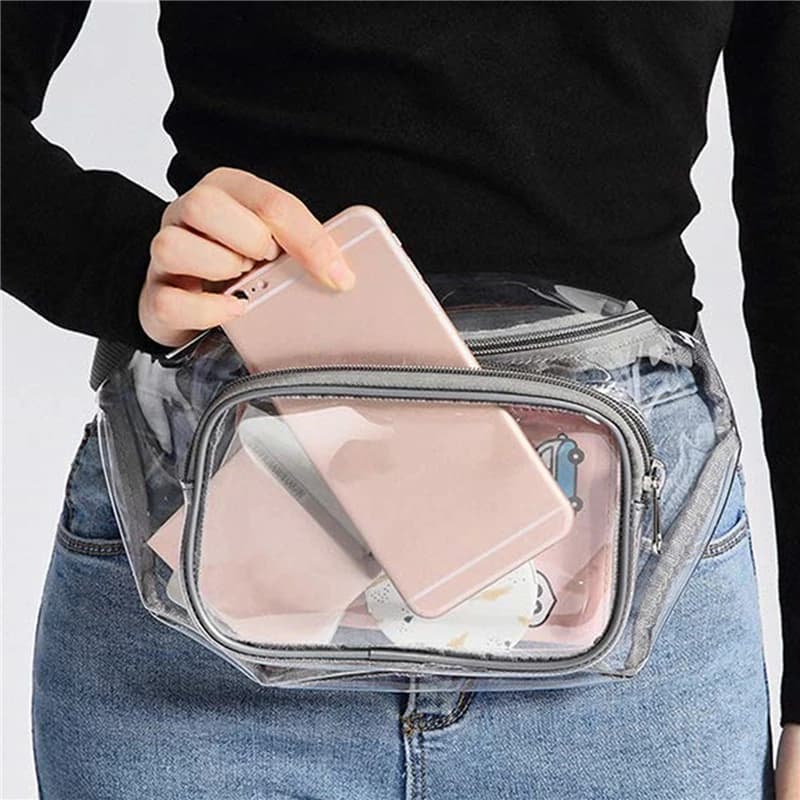 Women's Waist Bag PVC Waist Bag Clear Waist Bag Beach Travel Bag Zippered Running Bag for Banana Angle