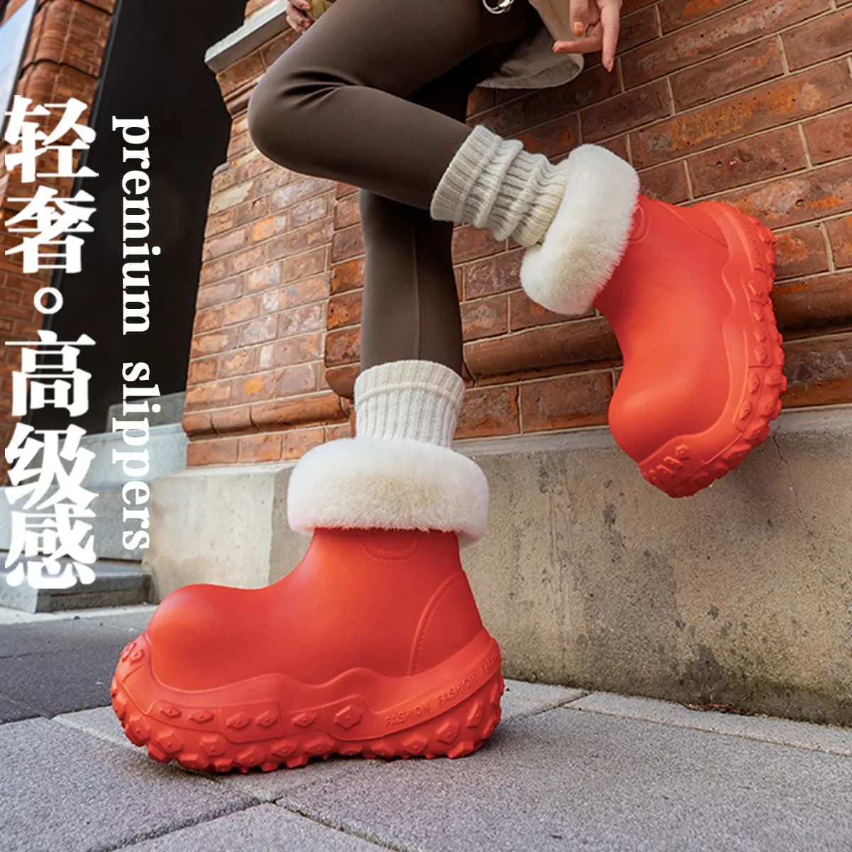 Stivali da pioggia in EVA, scarpe di cotone spesse e calde impermeabili e morbide, tacchi a borsa da uomo e da donna, stivaletti corti alla moda, stivali da neve